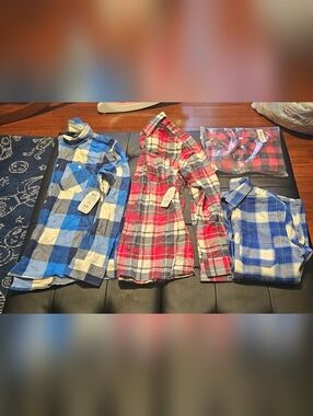 Boys Xl 14 16 Lot Bundle Of Flannel Shirts New